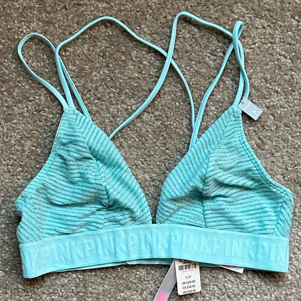 Victoria’s Secret PINK metallic striped strappy bralette